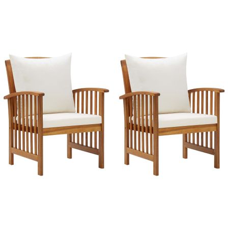 Chaises de jardin avec coussins 2 pcs Bois d'acacia massif 12