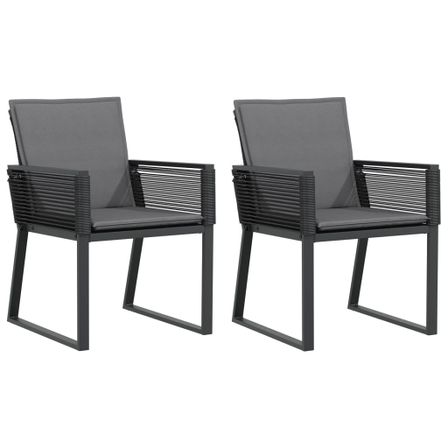 Chaises de jardin avec coussins lot de 2 noir résine tressée