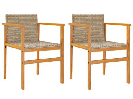 Chaises de jardin coussins lot de 2 beige résine tressée bois