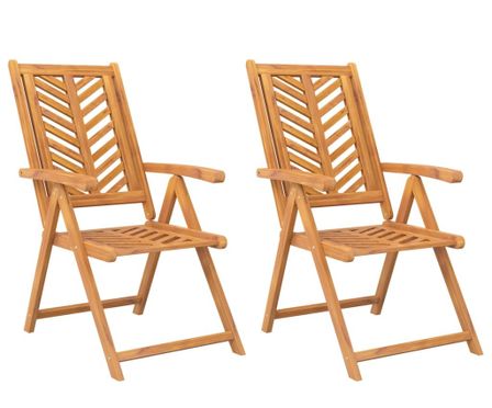 Chaises de jardin inclinables 2 pcs bois massif d'acacia