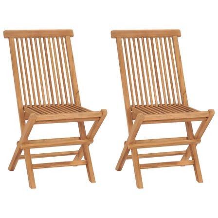 Chaises de jardin pliables 2 pcs Bois de teck massif 4