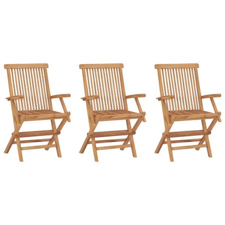 Chaises de jardin pliables 3 pcs Bois de teck massif