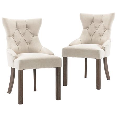 Chaises de salle à manger 2 pcs Beige Tissu 2