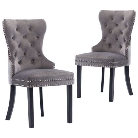 Chaises de salle à manger 2 pcs Gris Velours Konfa