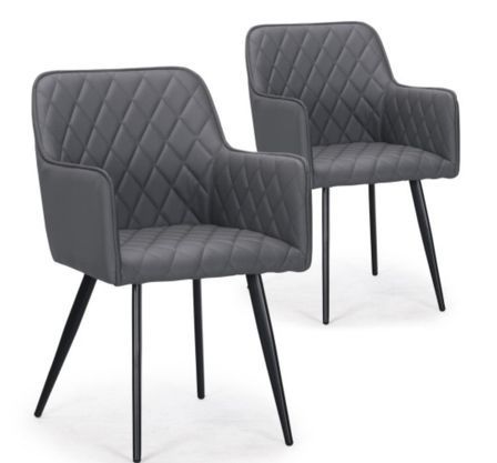Chaises matelassé simili gris Vack - Lot de 2