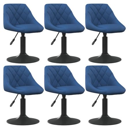 Chaises pivotantes à manger lot de 6 bleu velours