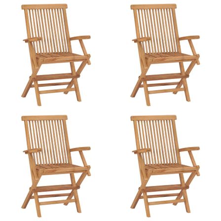 Chaises pliables de jardin 4 pcs Bois de teck solide