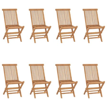 Chaises pliables de jardin en bois de teck solide Verda - Lot de 8