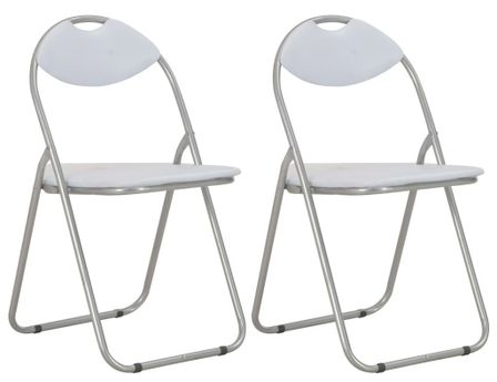 Chaises pliantes de salle à manger 2 pcs Blanc Similicuir