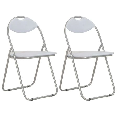 Chaises pliantes de salle à manger 2 pcs Blanc Similicuir