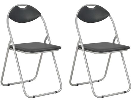 Chaises pliantes de salle à manger 2 pcs Noir Similicuir