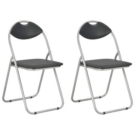 Chaises pliantes de salle à manger 2 pcs Noir Similicuir