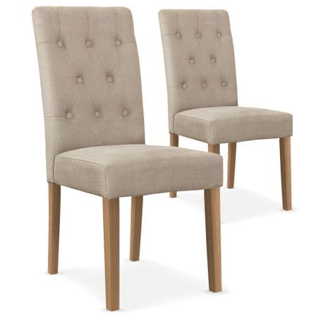 Chaises tissu beige Cécilia - Lot de 2