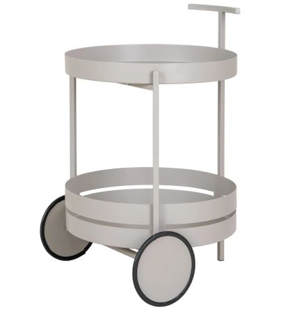 Chariot de bar 2 étagères en acier gris BEJA