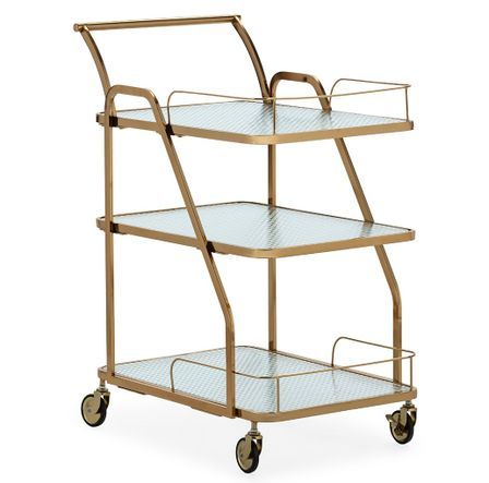 Chariot de bar LIVIO en métal et verre doré – 63 cm