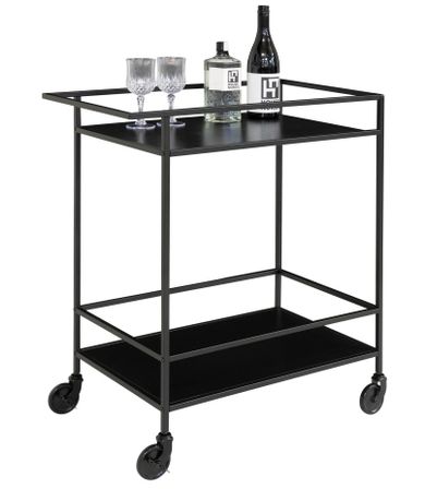 Chariot de bar VITA – Bois naturel ou métal noir/blanc