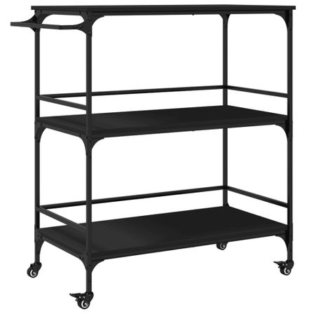 Chariot de cuisine noir 100,5x50x105 cm bois d'ingénierie