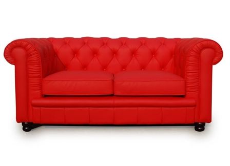 Chesterfield 2 places Simili Rouge Élégance