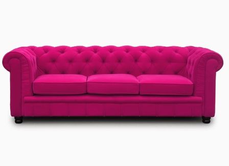 Chesterfield 3 places Velours Rose Elégance