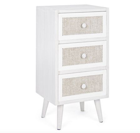 Chiffonnier 3 tiroirs MONTIEL – Bois & tissu lin