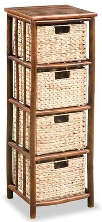 Chiffonnier 4 tiroirs bambou et jacinthe marron Kyca