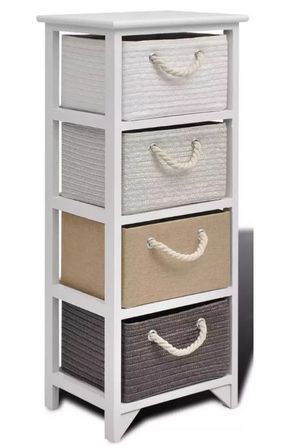 Chiffonnier 4 tiroirs bois paulownia massif blanc Claireau