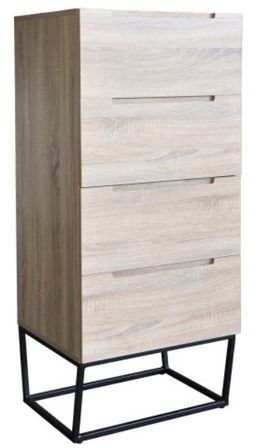 Chiffonnier 4 tiroirs chêne clair et métal noir Logan