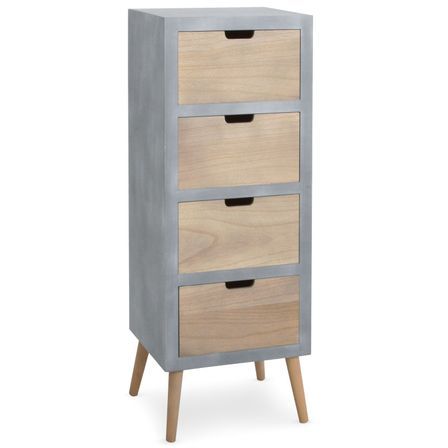 Chiffonnier 4 tiroirs naturel et gris Ceko