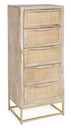 Chiffonnier 5 tiroirs bois de manguier Emo L 45 cm