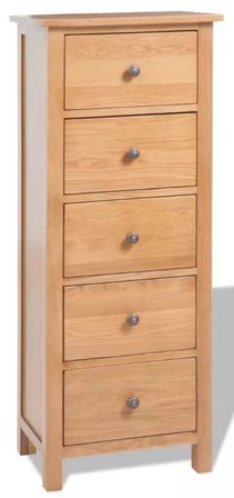 Chiffonnier 5 tiroirs chêne massif clair Candice