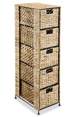 Chiffonnier 5 tiroirs métal et jacinthe marron Kyca