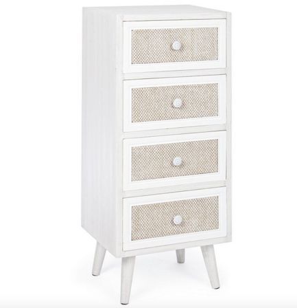 Chiffonnier 4 tiroirs MONTIEL – Bois & tissu lin