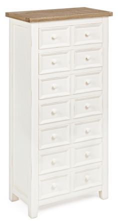 Chiffonnier 7 tiroirs en bois blanc Elya L 49 cm