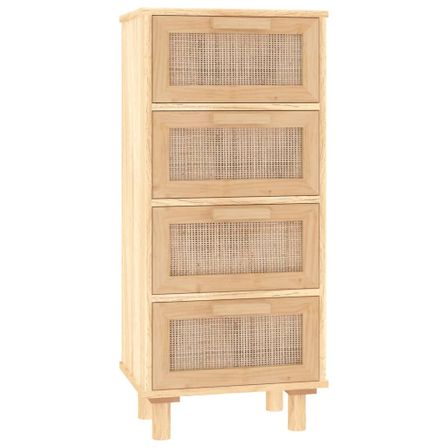 Chiffonnier en bois avec 4 tiroirs en Rotin naturel 40 cm - Modèle Kaliga