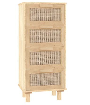 Chiffonnier en bois avec 4 tiroirs en Rotin naturel 40 cm - Modèle Kaliga