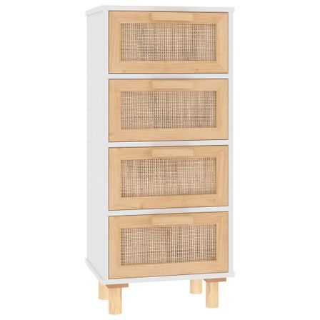 Chiffonnier en bois avec 4 tiroirs en Rotin naturel 40 cm - Modèle Kaliga