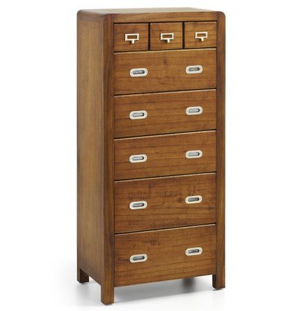 Chiffonnier en bois massif de Mindy marron 8 tiroirs SOKY