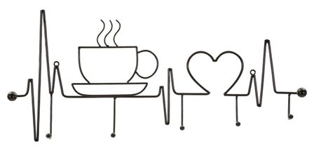 Cintre mural noir pour petit-déjeuner, 60 x 3,8 x 26,7 cm