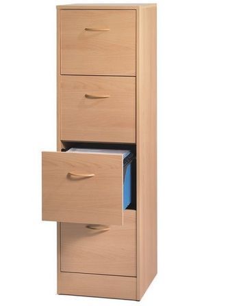 Classeur 4 tiroirs dossiers suspendus bois clair Office H140 cm
