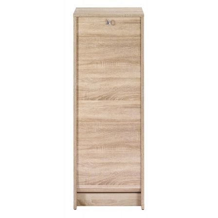 Classeur à rideau chêne clair BOSTA 104 cm – Meuble de rangement sécurisé 5 niches avec serrure