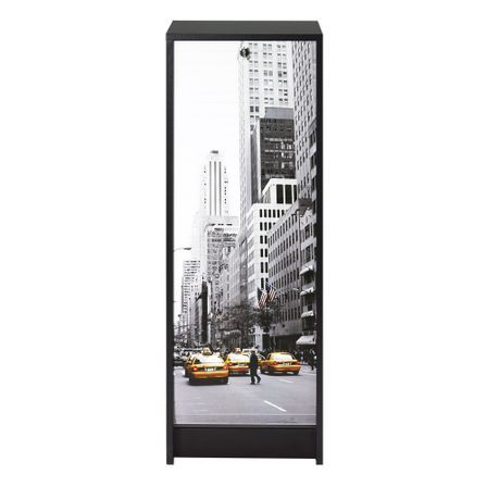 Classeur à rideau noir BOSTA 104 cm – Meuble de rangement sécurisé 5 niches avec serrure
