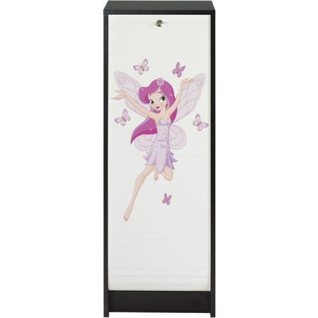 Classeur à rideau noir BOSTA 104 cm – Meuble de rangement sécurisé 5 niches avec serrure