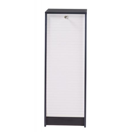 Classeur à rideau noir BOSTA 104 cm – Meuble de rangement sécurisé 5 niches avec serrure