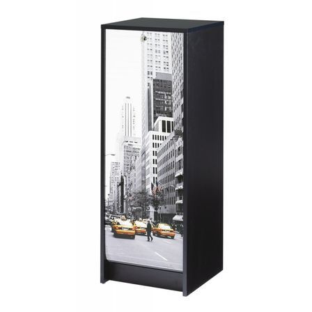 Classeur à rideau noir BOSTA 104 cm – Meuble de rangement sécurisé 5 niches avec serrure