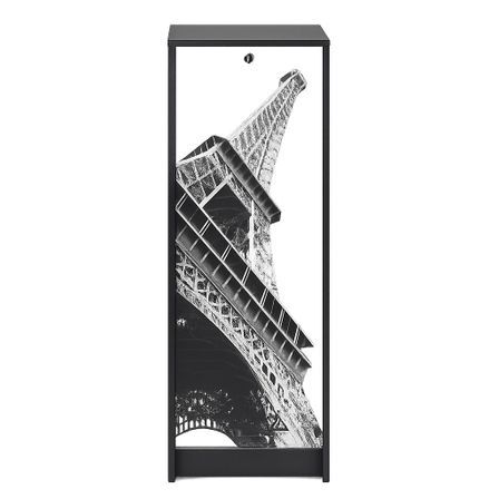Classeur à rideau noir BOSTA 104 cm – Meuble de rangement sécurisé 5 niches avec serrure