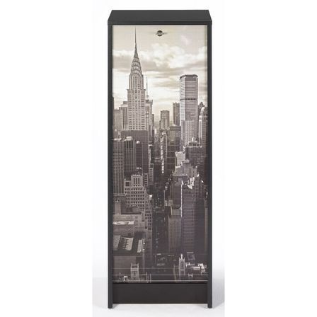 Classeur à rideau noir BOSTA 104 cm – Meuble de rangement sécurisé 5 niches avec serrure