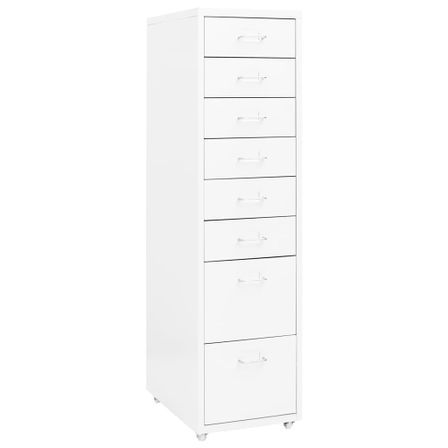 Classeur mobile Blanc 28x41x109 cm Métal