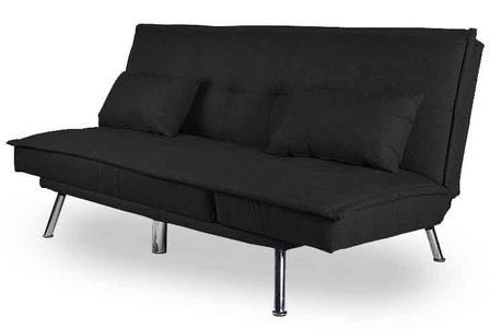 Clic clac tissu noir 110x190 cm avec coussins Sunny