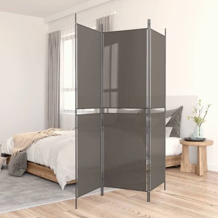 Cloison de séparation 3 panneaux Anthracite 150x220 cm Tissu