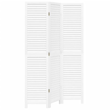 Cloison de séparation 3 panneaux blanc bois de paulownia massif